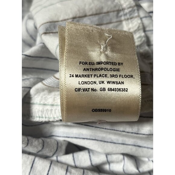 Anthropologie Holding Horses Patchwork Poplin Buttondown Peasant Blouse Stripes - Picture 10 of 10